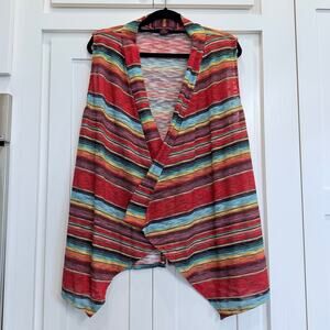Rock&Roll Cowgirl BOHO multicolor striped waterfall open front vest XL